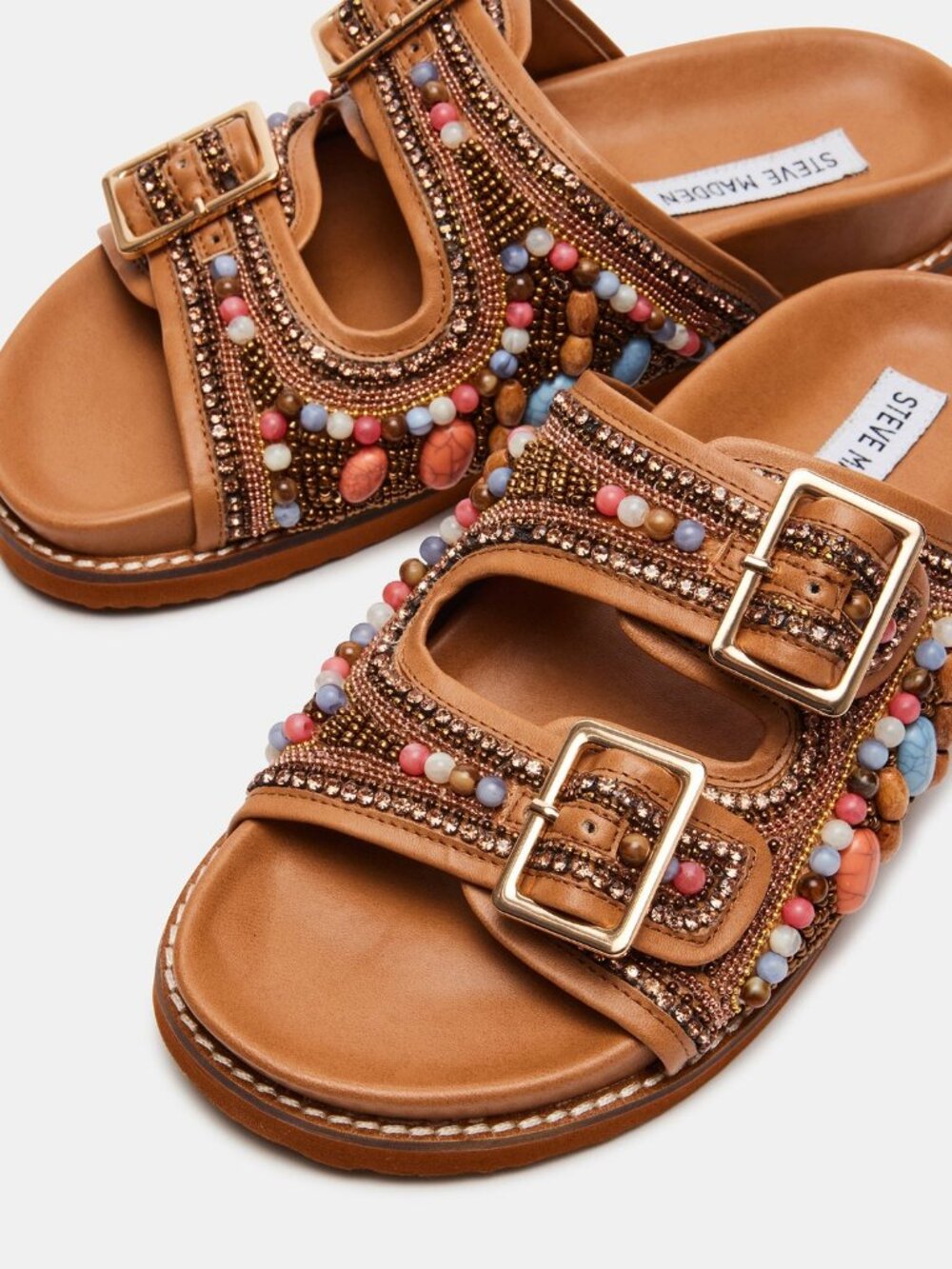 Steve Madden Cabo Multi Beaded Embellished Sandals Women’s Size 8 Slides - Picture 11 of 14